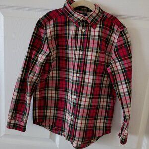 Ralph Lauren Kids Shirt Plaid, Red, Size 7